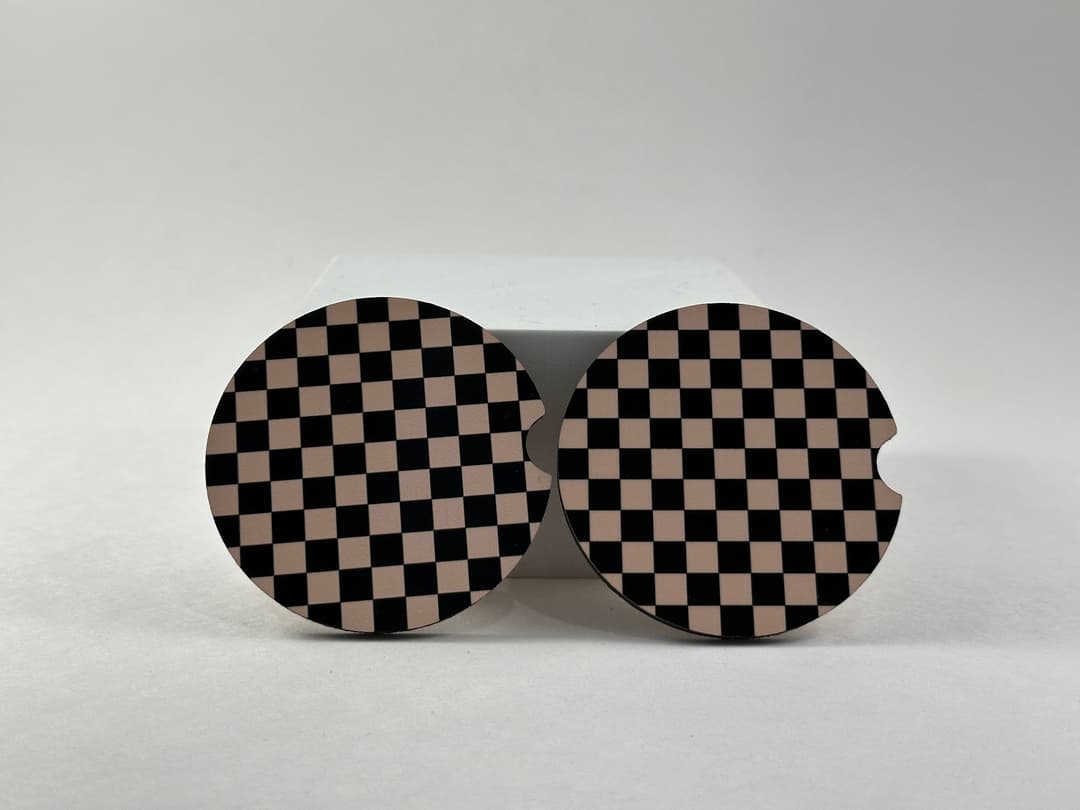 Retro checkered car coasters